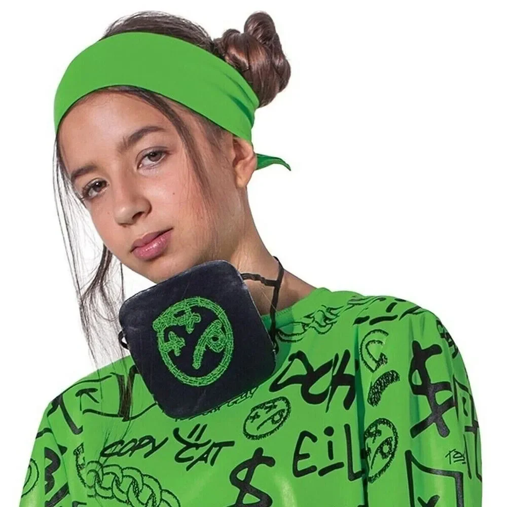 Billie Eilish Kids Costume – Big Green Outfit w/ Mask Headwrap, Child L (10-12) - Picture 2 of 14